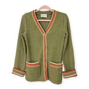 VINTAGE 50's | M | Cardigan Sweater Knit Ladies Worker Union 50's Butte 1950's